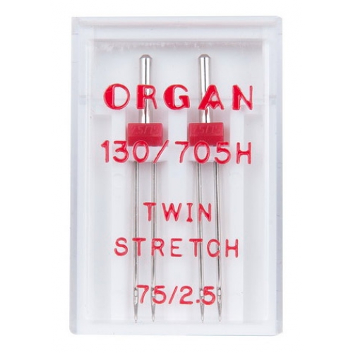 Иглы Organ TWIN STRETCH двойные 130/705H №75 - фото в интернет–магазине швейных машинок и аксессуаров в Украине - Sewgroup